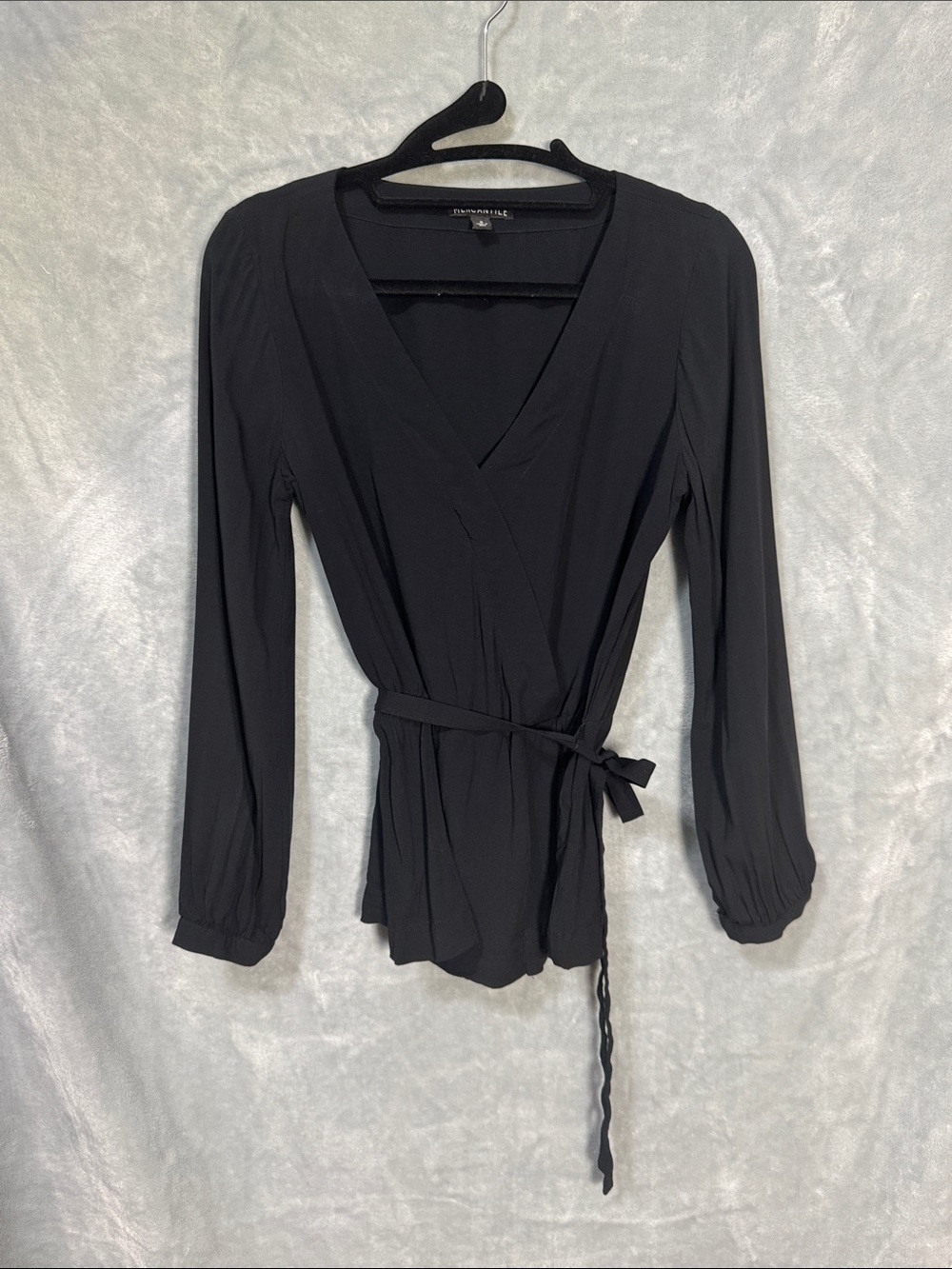 J. Crew Black Wrap Blouse with Side Tie